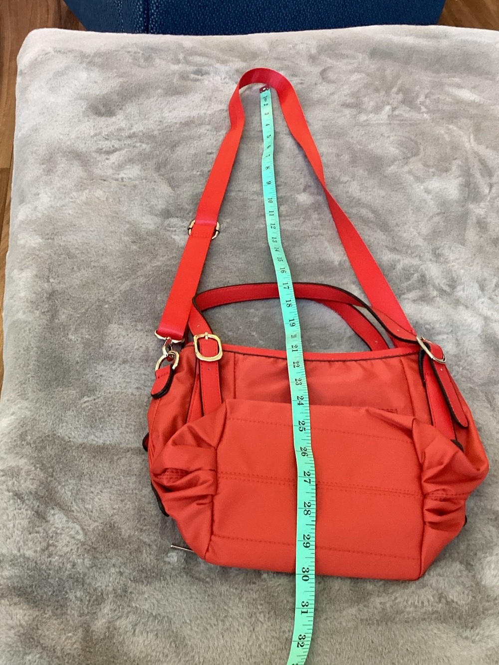 Red Women’s Crossbody Handbag with Silver Zippers - Picture 6 of 8